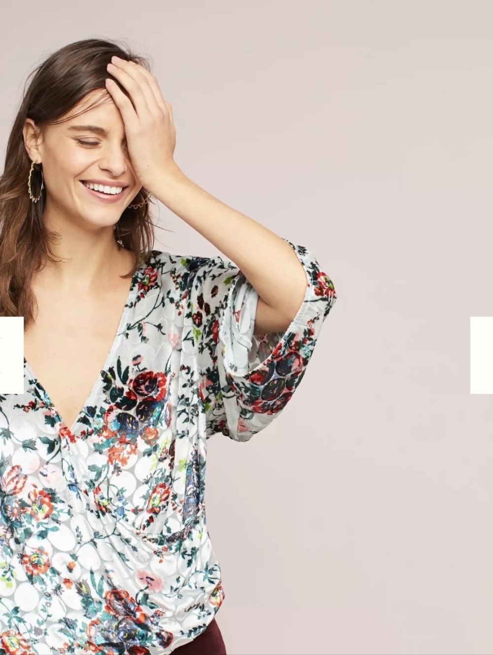 AnthropologieAnthropologie Maeve Umi Wrap Top Floral Velvet Flocked, Over Size